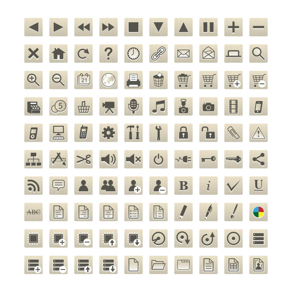 Web buttons / icons, brushed metal 16