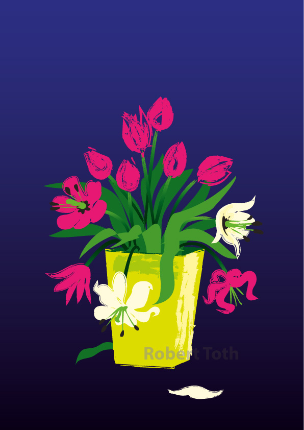 Tulips, poster illustration by Robert Toth